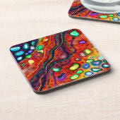 Farbenfrohe Kunst Getränkeuntersetzer (Linke Seite)