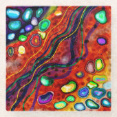 Farbenfrohe Kunst Glasuntersetzer (Vorderseite)