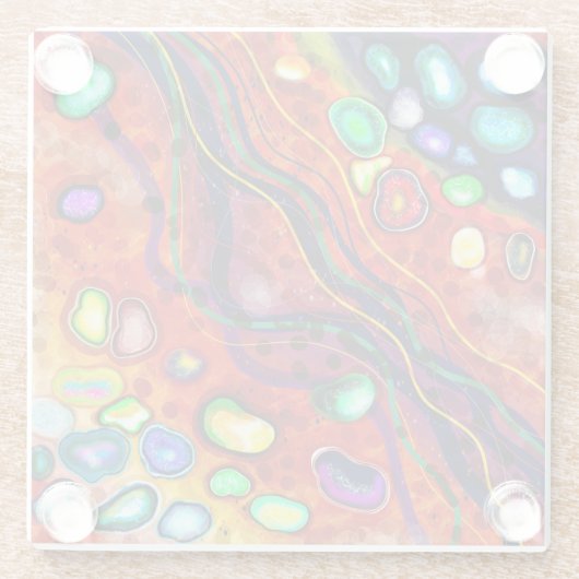 Farbenfrohe Kunst Glasuntersetzer (Rückseite)