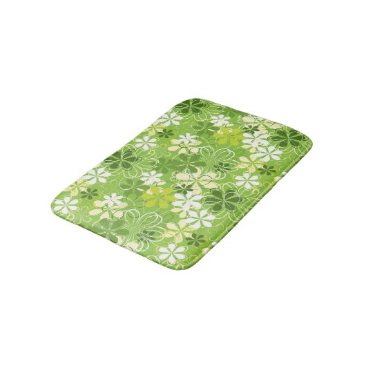 Farbenfrohe Kunst Illustration Natur Blumenmuster Badematte (Schrägansicht)