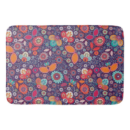 Farbenfrohe Kunst Illustration Natur Blumenmuster Badematte (Vorderseite)