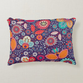 Farbenfrohe Kunst Illustration Natur Blumenmuster Dekokissen