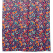 Farbenfrohe Kunst Illustration Natur Blumenmuster Duschvorhang (Vorderseite)