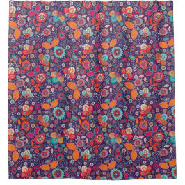 Farbenfrohe Kunst Illustration Natur Blumenmuster Duschvorhang