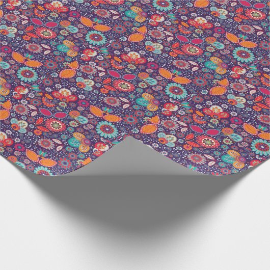 Farbenfrohe Kunst Illustration Natur Blumenmuster Geschenkpapier (Ecke)