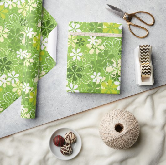 Farbenfrohe Kunst Illustration Natur Blumenmuster Geschenkpapier (Kunsthandwerk)