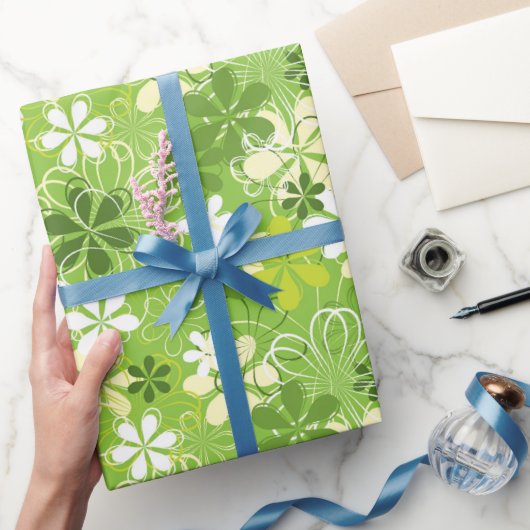 Farbenfrohe Kunst Illustration Natur Blumenmuster Geschenkpapier (Schenken)