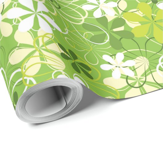 Farbenfrohe Kunst Illustration Natur Blumenmuster Geschenkpapier (Rolleneckpunkt)