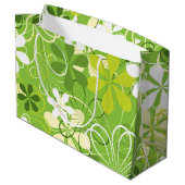 Farbenfrohe Kunst Illustration Natur Blumenmuster Große Geschenktüte (Rückseite Schrägansicht)