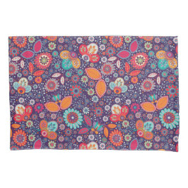 Farbenfrohe Kunst Illustration Natur Blumenmuster Kissenbezug