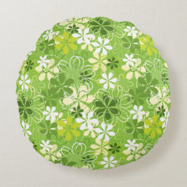 Farbenfrohe Kunst Illustration Natur Blumenmuster Rundes Kissen