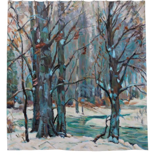 Farbenfrohe Kunst im schönen Winter Duschvorhang (Vorderseite)