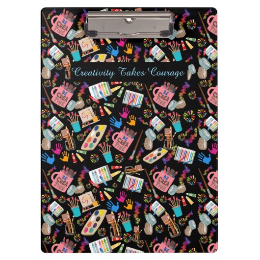 Farbenfrohe Kunst liefert kreatives Muster für Kün Klemmbrett (Vorderseite)