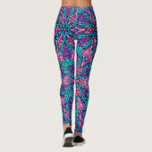 Farbenfrohe Kunst, Lila Pink Aqua Mandala Design Leggings (Rückseite)