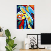 Farbenfrohe Kunstdrucke: Sitzende weibliche Abbild Poster (Heimbüro)