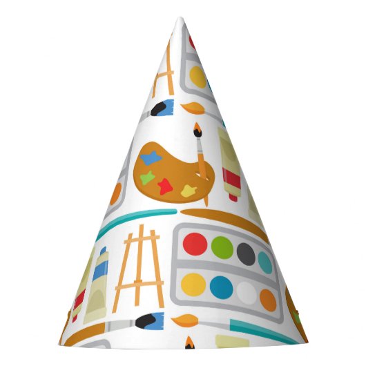 Farbenfrohe Kunstgegenstände - lustiges Malmuster Partyhütchen (Vorderseite)