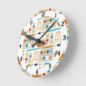 Farbenfrohe Kunstgegenstände - lustiges Malmuster Runde Wanduhr (Winkel)