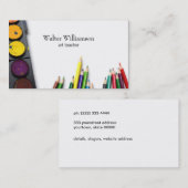 Farbenfrohe Kunstlehrerin Paint & Supplies Design Visitenkarte (Vorne/Hinten)