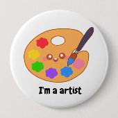 Farbenfrohe Künstlerin Paint Button (Vorderseite)