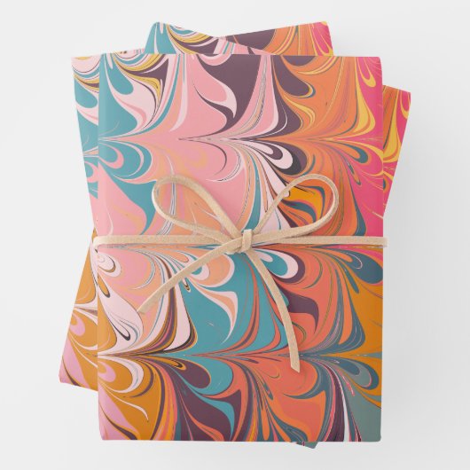 Farbenfrohe Künstlerische Abstrakte Marmorkonstruk Geschenkpapier Set (Beispiel)