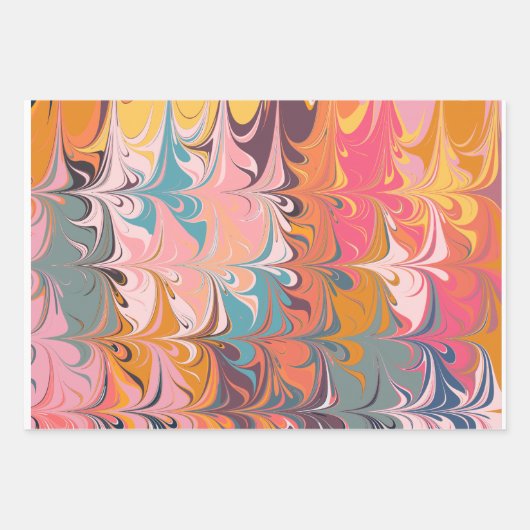 Farbenfrohe Künstlerische Abstrakte Marmorkonstruk Geschenkpapier Set (Vorderseite)