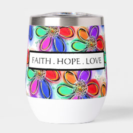 Farbenfrohe Künstlerische Blume Faith Hope Liebe