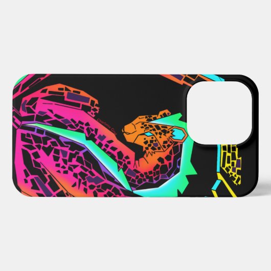Farbenfrohe künstlerische Cheetah iPhone Hülle (Rückseite (Horizontal))