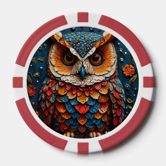 Farbenfrohe künstlerische Eule Pokerchips (Vorderseite)