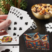 Farbenfrohe künstlerische Eule Spielkarten (In Situ)