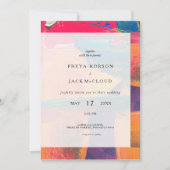 Farbenfrohe künstlerische Hochzeit in einem Einladung (Vorderseite)