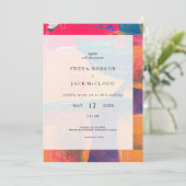 Farbenfrohe künstlerische Hochzeit in einem Einladung (Stehend Vorderseite)