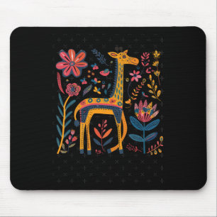 Farbenfrohe künstlerische Illustration einer Giraf Mousepad