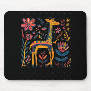 Farbenfrohe künstlerische Illustration einer Giraf Mousepad