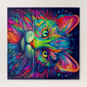 Farbenfrohe künstlerische Majestic Kitty Cat Art Puzzle (Horizontal)