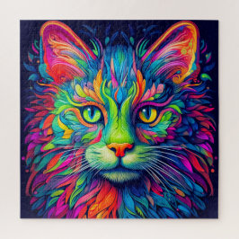 Farbenfrohe künstlerische Majestic Kitty Cat Art Puzzle