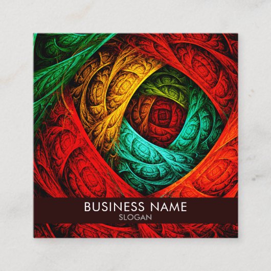 Farbenfrohe künstlerische Moderne Abstrakte Kunst Quadratische Visitenkarte (Vorderseite)