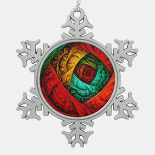 Farbenfrohe künstlerische Moderne Abstrakte Kunst Schneeflocken Zinn-Ornament