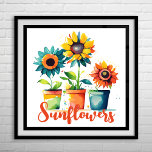 Farbenfrohe künstlerische Sonnenblumen Poster<br><div class="desc">Farbenfrohe künstlerische Poster-Sonnenblumen</div>