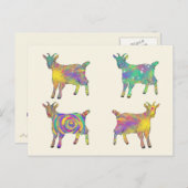 Farbenfrohe Künstlerische Ziegen, Stehend auf Ding Postkarte (Vorne/Hinten)