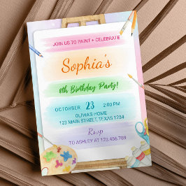 Farbenfrohe Kunstmalerei Geburtstag Einladung