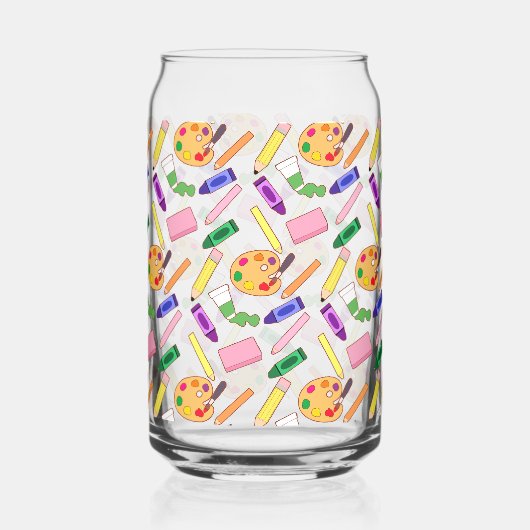 Farbenfrohe Kunstmaterialien Dosenglas (Rückseite)