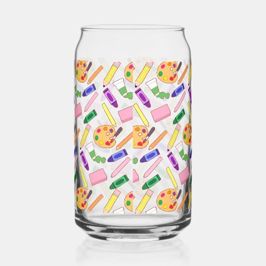 Farbenfrohe Kunstmaterialien Dosenglas (Rechts)