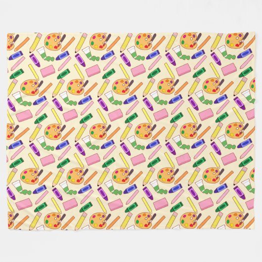 Farbenfrohe Kunstmaterialien Fleecedecke (Vorderseite (Horizontal))