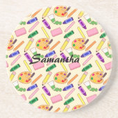 Farbenfrohe Kunstmaterialien Getränkeuntersetzer (Vorne)