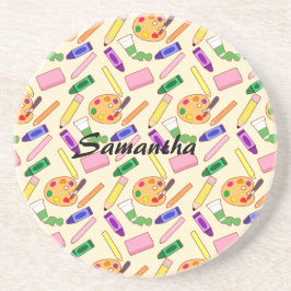 Farbenfrohe Kunstmaterialien Getränkeuntersetzer