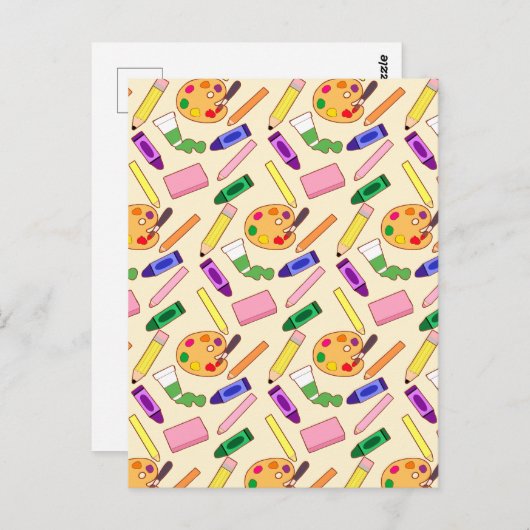 Farbenfrohe Kunstmaterialien Postkarte (Vorne/Hinten)
