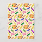 Farbenfrohe Kunstmaterialien Postkarte (Vorderseite)