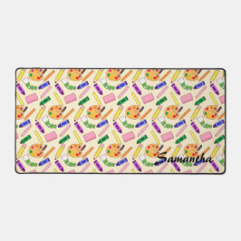 Farbenfrohe Kunstmaterialien Schreibtischunterlage