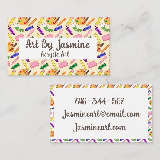 Farbenfrohe Kunstmaterialien Visitenkarte (Vorne/Hinten)