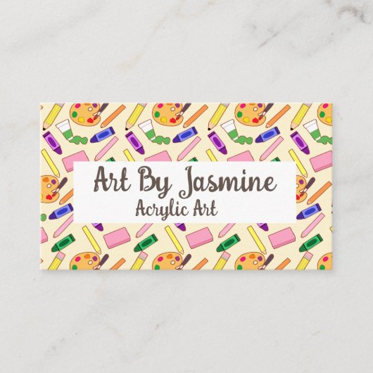 Farbenfrohe Kunstmaterialien Visitenkarte (Vorderseite)